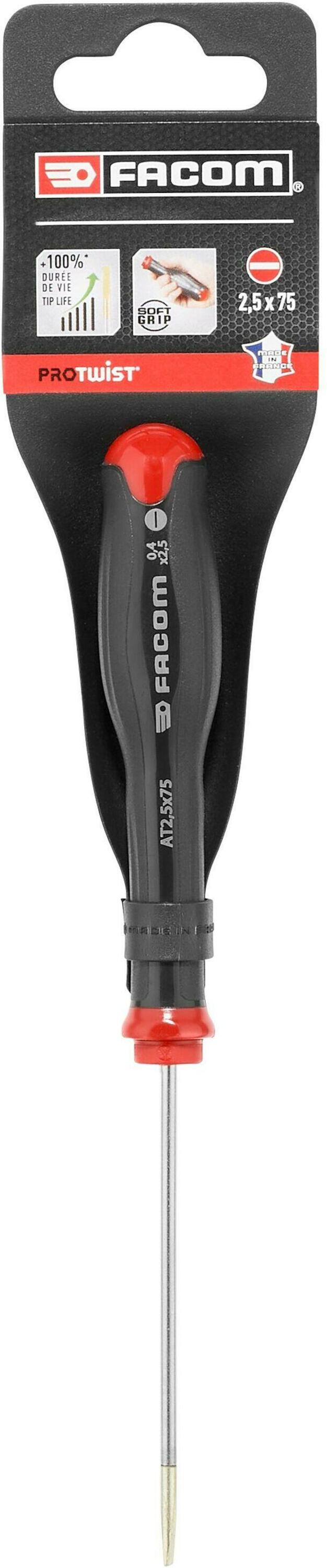 Facom AT - Protwist® Schroevendraaier voor Sleufschroeven - Gefreesd Bled | 2,5 x 75 mm - AT2.5X75PB