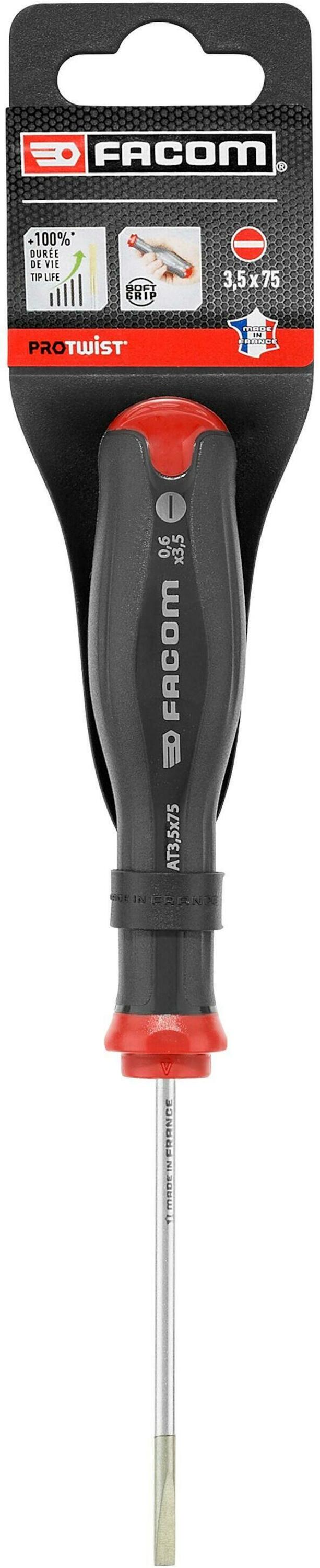 Facom AT - Protwist® Schroevendraaier voor Sleufschroeven - Gefreesd Bled | 3,5 x 75 mm - AT3.5X75PB