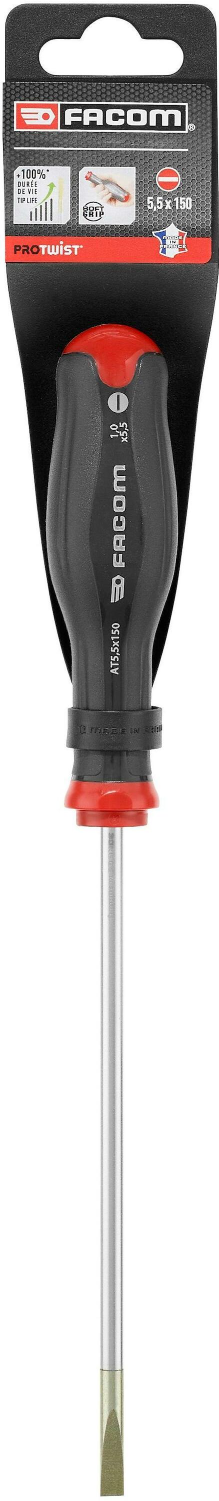 Facom AT - Protwist® Schroevendraaier voor Sleufschroeven - Gefreesd Bled | 5,5 x 150 mm - AT5.5X150PB