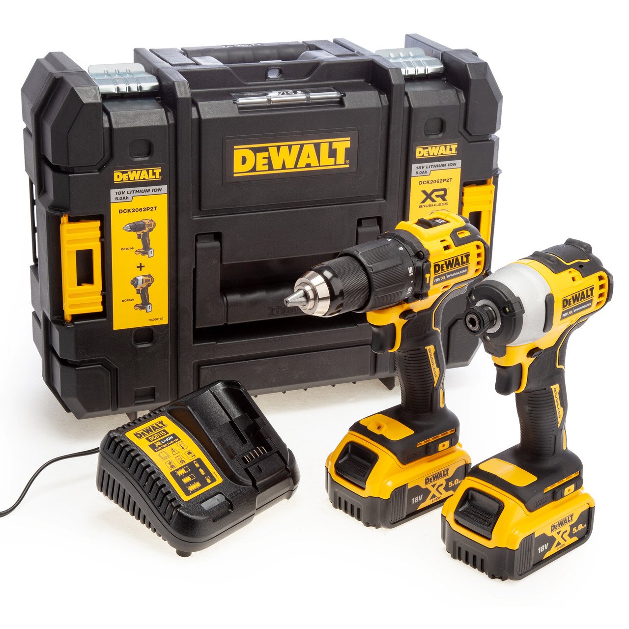DeWalt DCK2062P2T Comboset 18V 5,0Ah Li-Ion - DCD709 Accuklopboormachine + DCF809 Slagschroevendraaier - DCK2062P2T