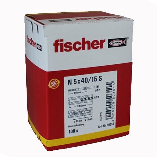 Fischer N 5X40/15 S NAGELPLUG 100 St - 50351