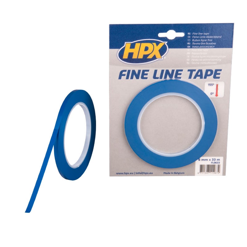 HPX Fine line tape (lineerband) | Blauw | 6mm x 33m - FL0633 | 36 stuks FL0633