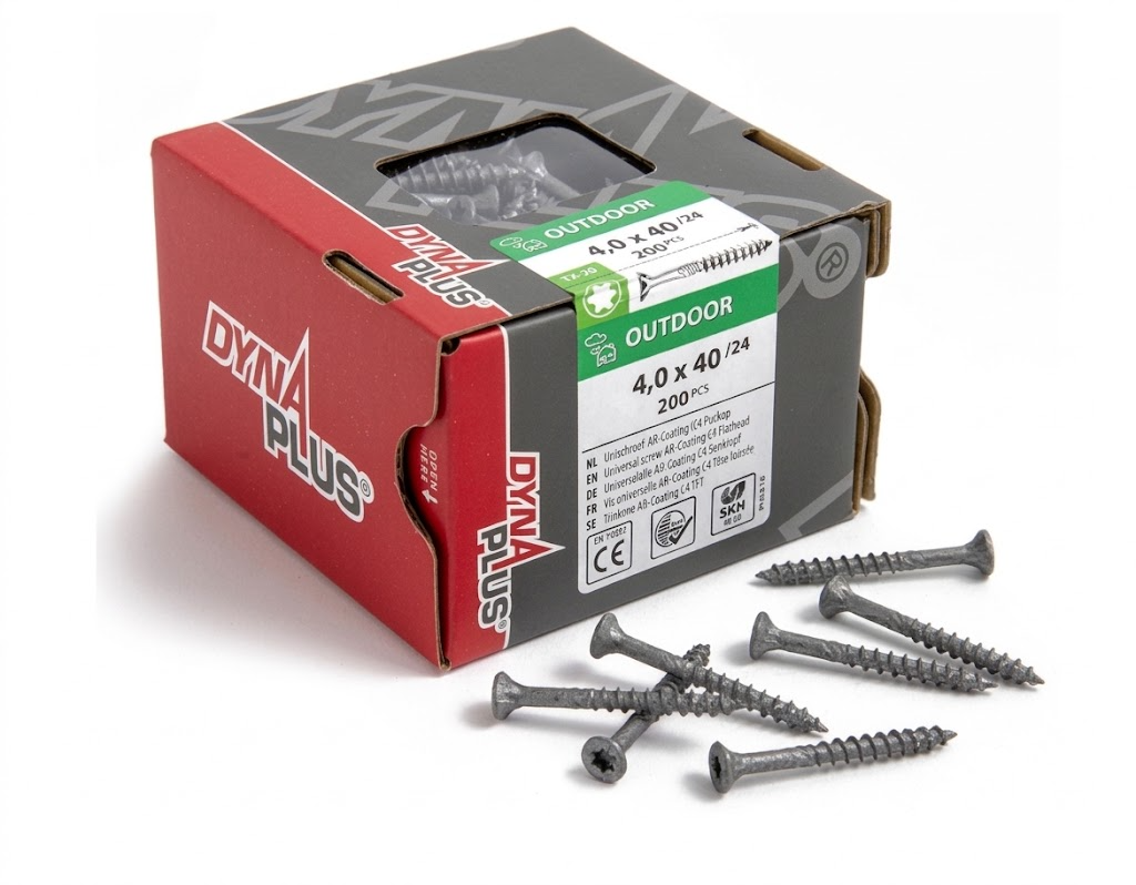 Dynaplus Unischroef/Spaanplaatschroef Ar-Coating Platkop Deeldraad Torx TX20 4.0X40/24 | 200 stuks - 0281.08.25602