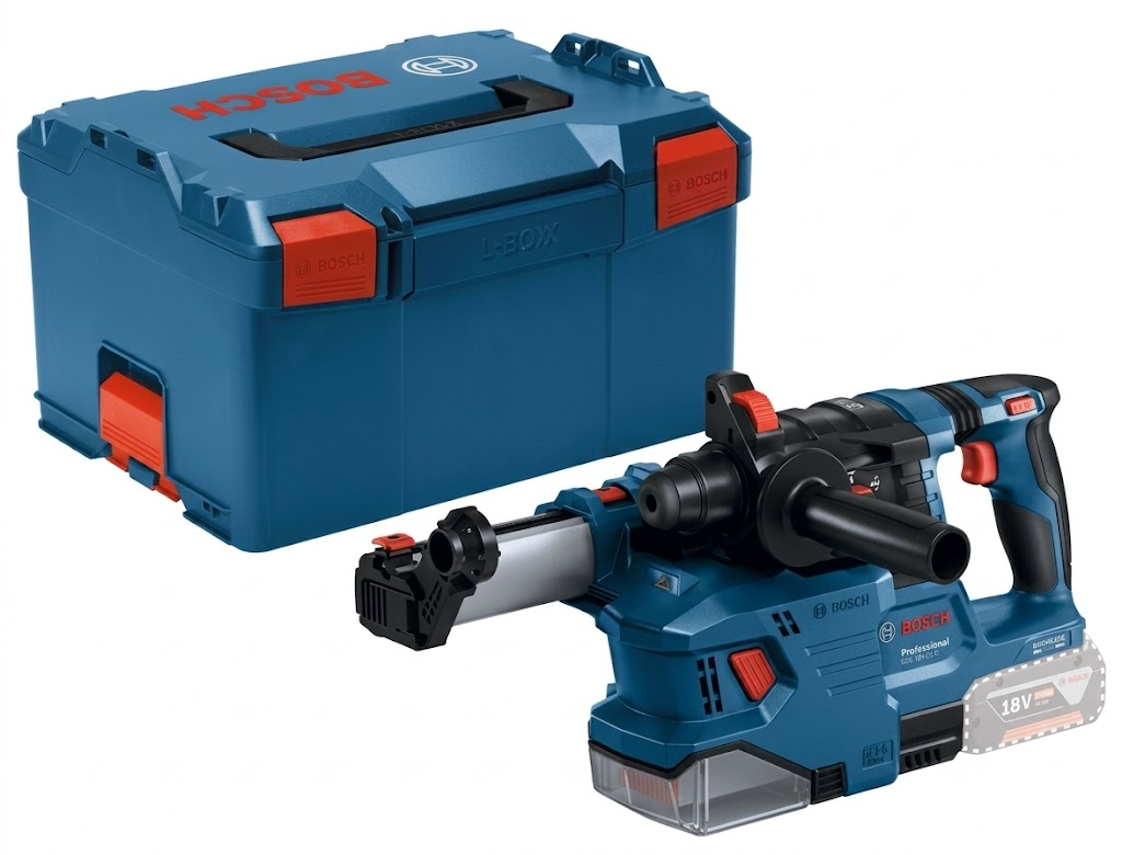 Bosch Blauw GBH 18V-22 Accu Boorhamer + Stofafzuiging GDE 18V-12 | Zonder accu's en lader | In L-Boxx - 0611924004