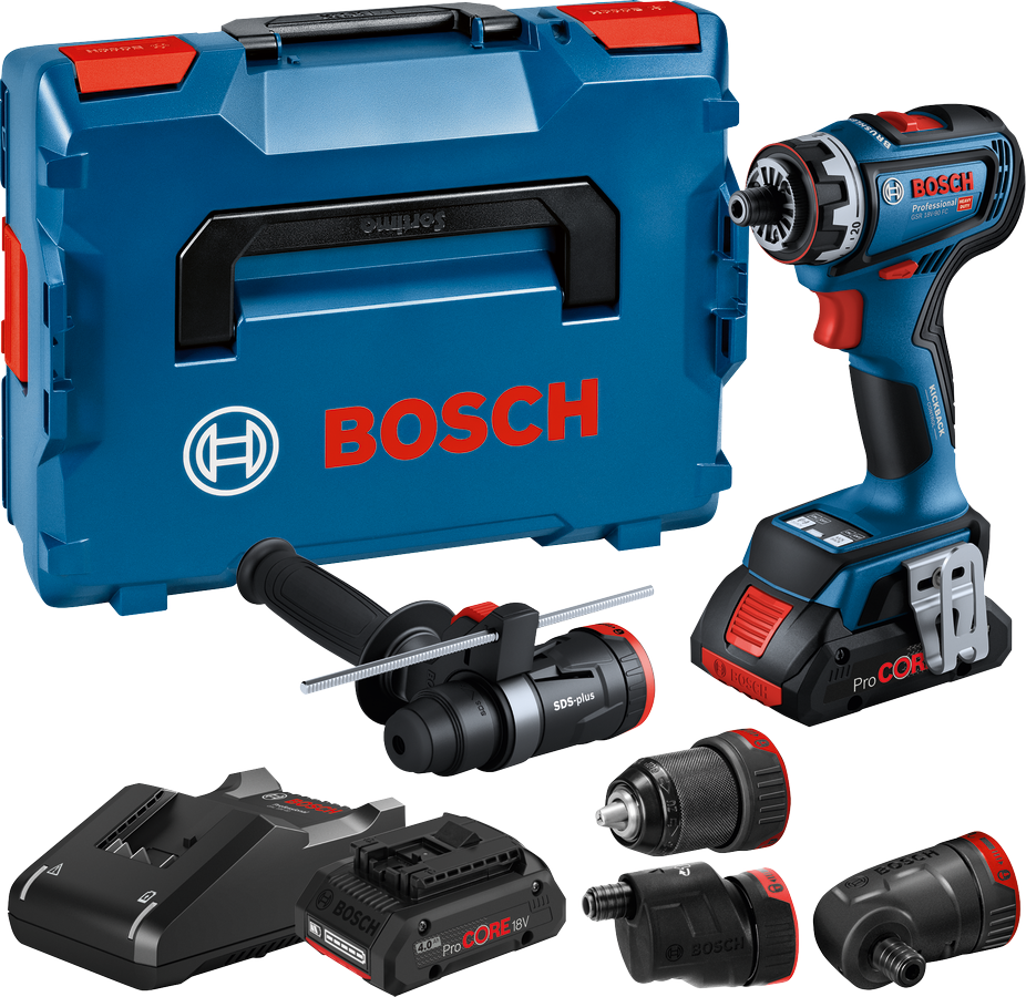 Bosch Blauw GSR 18V-90 FC Accuboormachine | 18V 4.0Ah in L-Boxx + GFA 18-M, GFA 18-H, GFA 18-E en GFA 18-W - 06019K6200