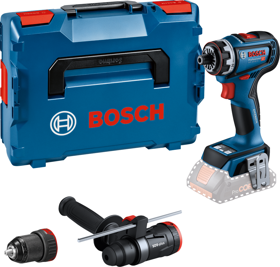 Bosch Blauw GSR 18V-90 FC Accuboormachine 18V | Zonder accu&apos;s en lader L-Boxx + GFA 18-M en GFA 18-H - 06019K6204