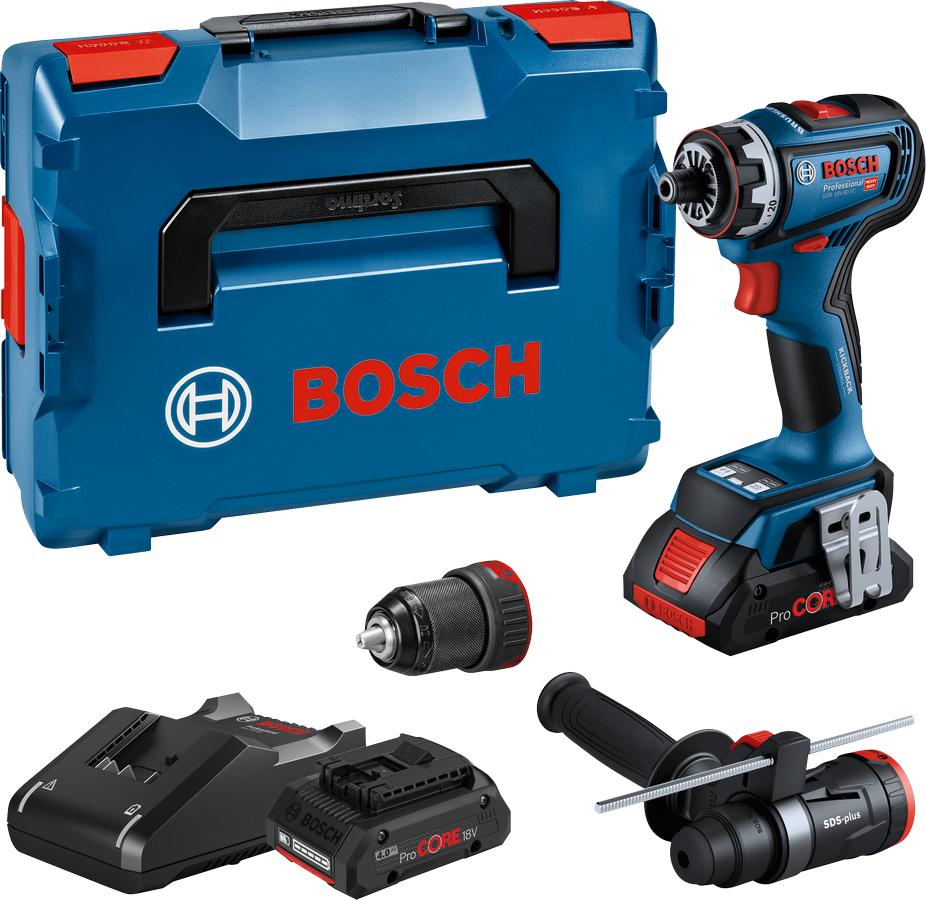 Bosch Blauw GSR 18V-90 FC Accuboormachine | 18V 4.0Ah in L-Boxx + GFA 18-M en GFA 18-H - 06019K6205
