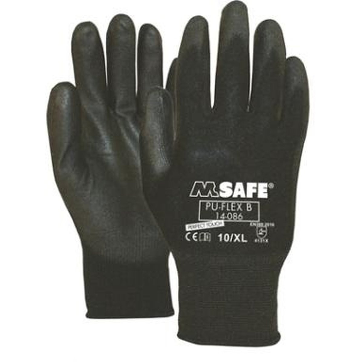 M-Safe Pu-Flex Werkhandschoen B 14-086 Zwart, L - 11408609 afbeelding