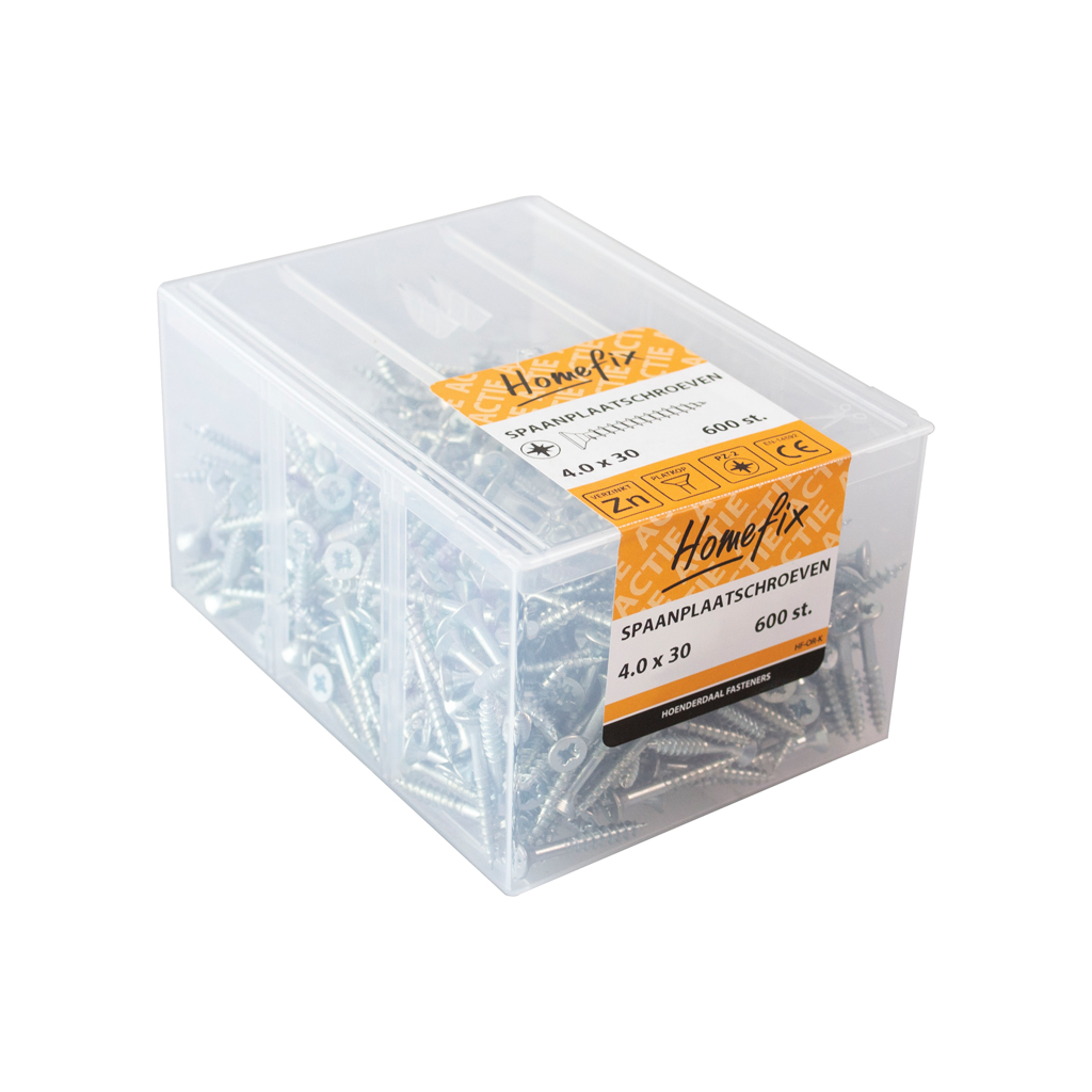 Homefix Actie Spaanplaatschroef Vz Pk PZ2 4.0X30 | 600 stuks - 8901.01.00100