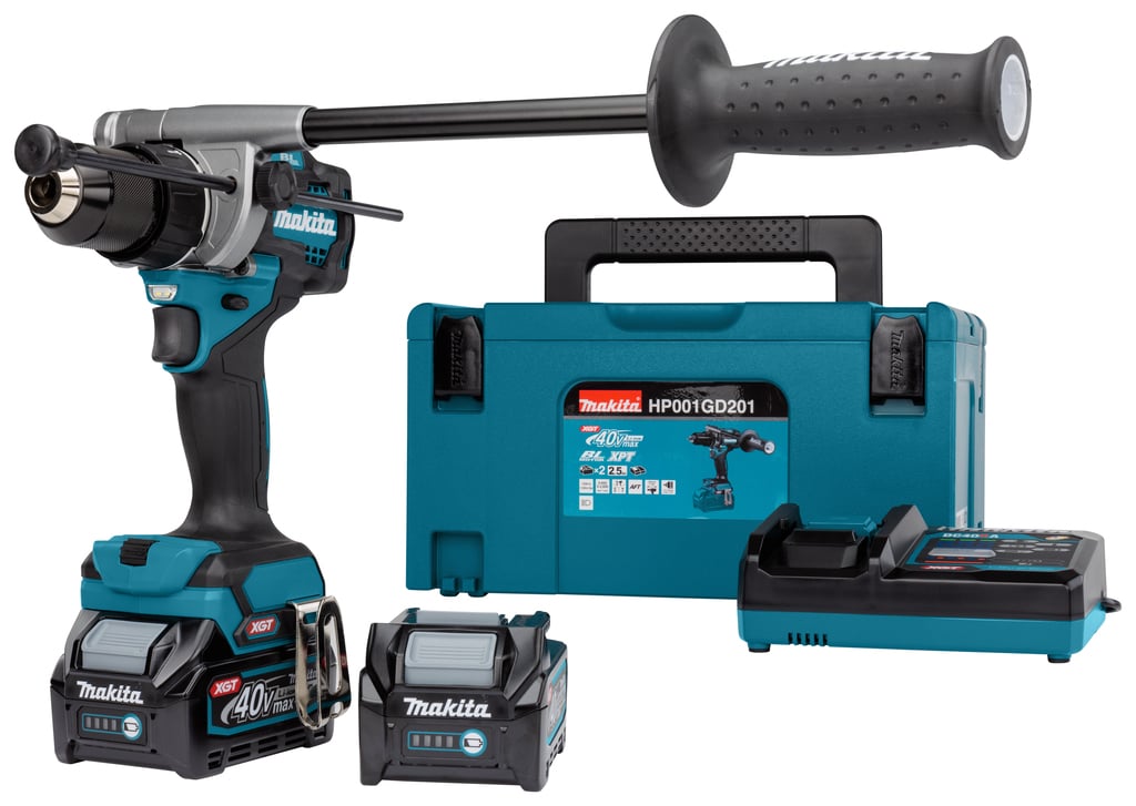 Makita HP001GD201 40V Max Klopboor-/schroefmachine 2,5 Ah accu (2 st), lader, Mbox - HP001GD201