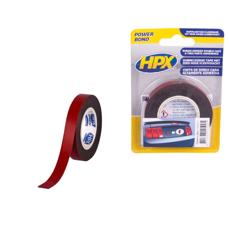 HPX Dubbelzijdige HSA bevestigingstape | Antraciet | 12mm x 2m - HSA024 | 20 stuks HSA024