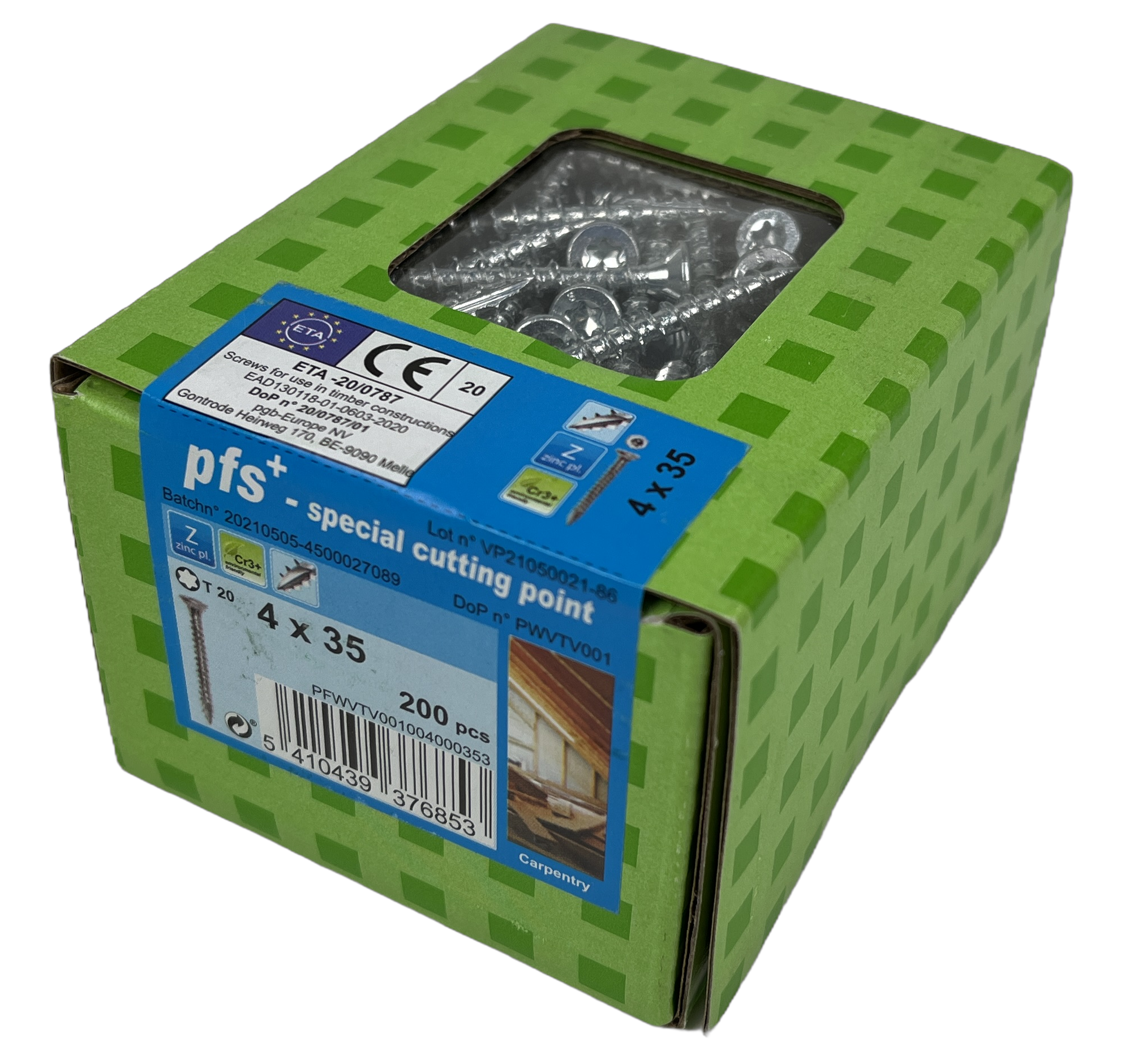 pgb-Europe PFS+ | Spaanplaatschroef PFS+ VZK-T Ø 4,0x35 Zn - 200 stuks - PFWVTV001004000353