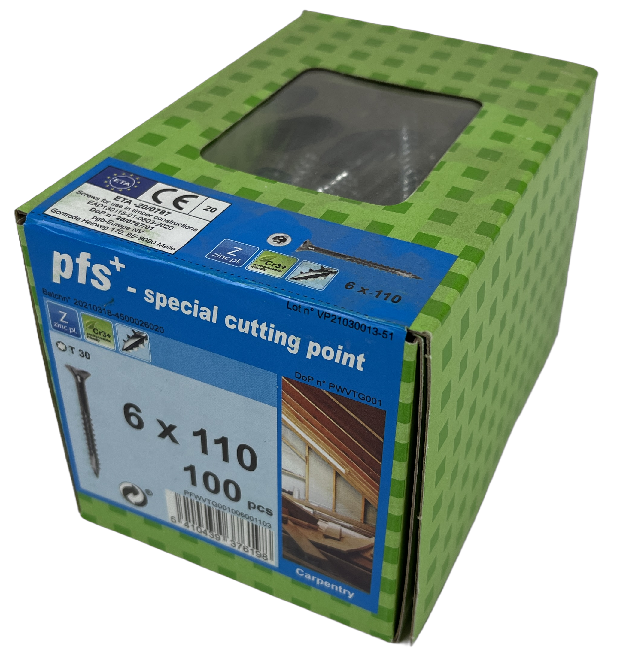 pgb-Europe PFS+ | Spaanplaatschroef PFS+ VZK-T Ø 6x110 Zn | 100 st - PFWVTG001006001103