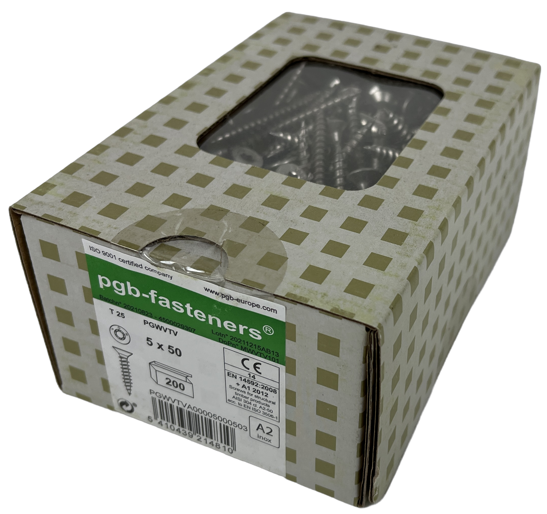 pgb-Europe PGB-FASTENERS | RVS Spaanplaatschroef A2 VK-T Ø 5,0x50 - PGWVTVA00005000503