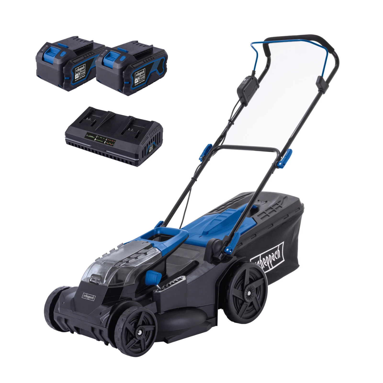 Scheppach BC-MP430-X Set | Accu Grasmaaierset 2x20V 43 cm (2x 4.0Ah accu + dubbellader) - 5911415400