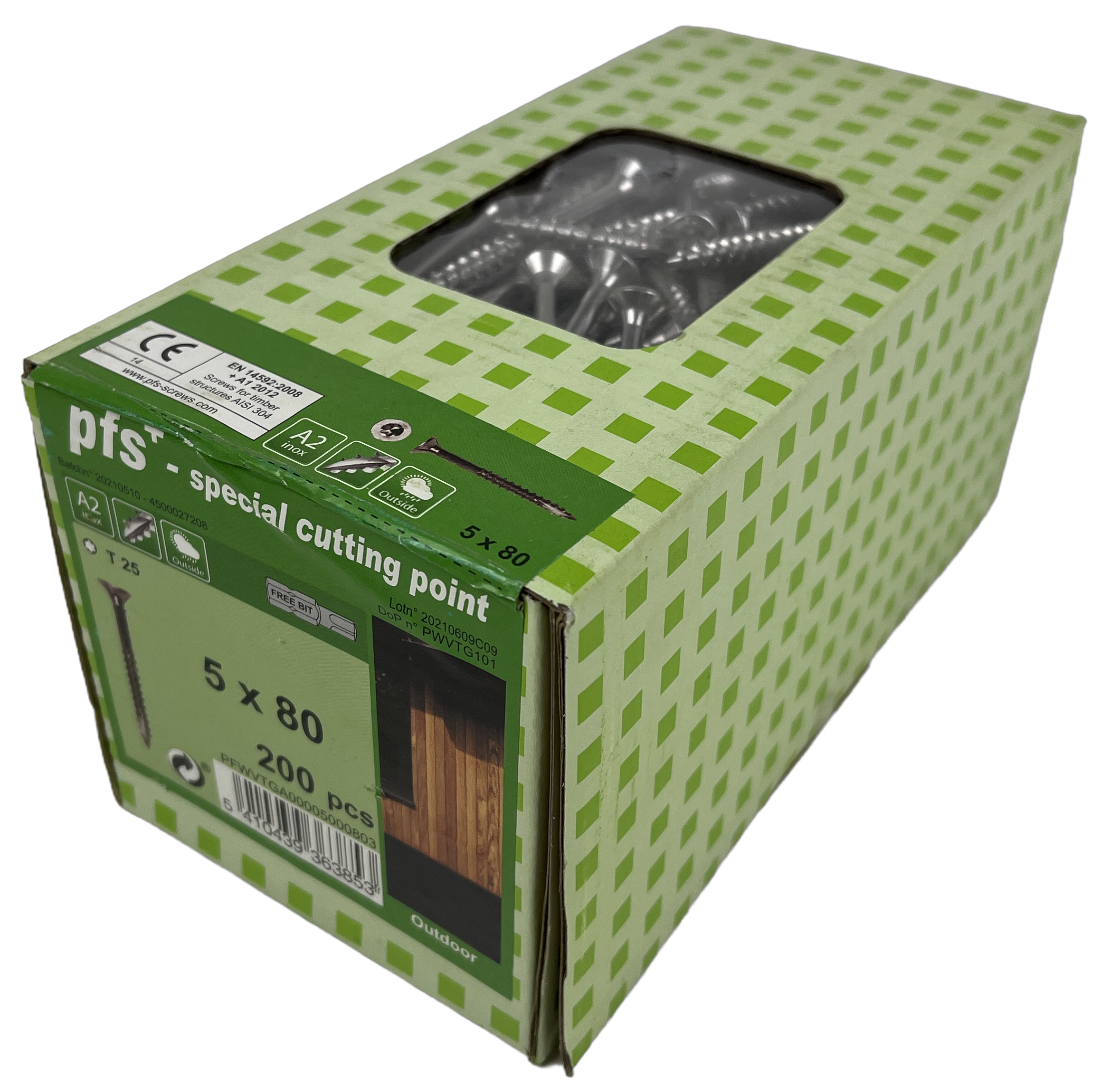 pgb-Europe PFS+ | RVS Spaanplaatschroef PFS+ VZK-T Ø 5,0x80 A2 - 200 stuks - PFWVTGA00005000803
