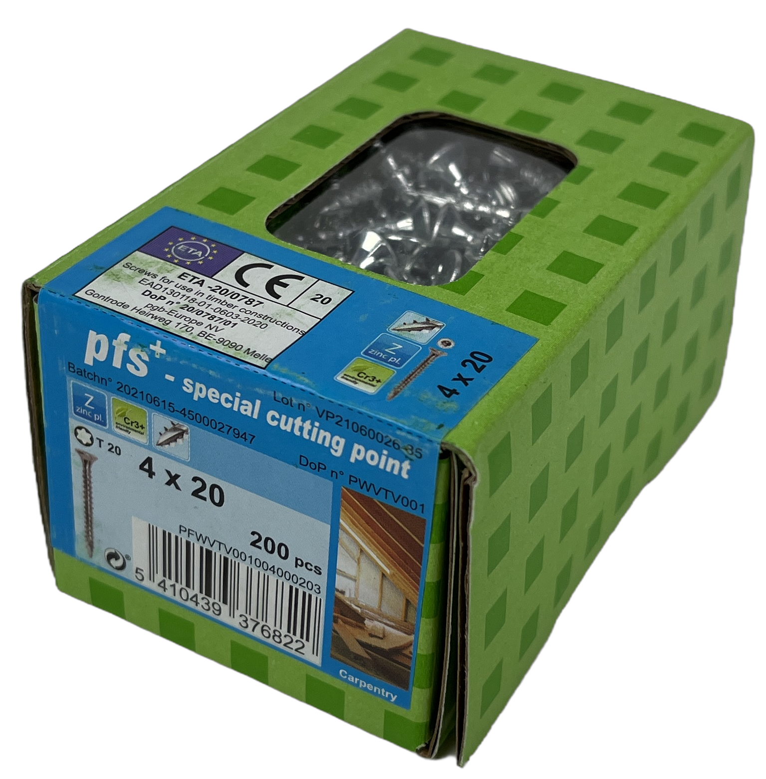 pgb-Europe PFS+ | Spaanplaatschroef PFS+ VZK-T Ø 4,0x20 Zn - 200 stuks - PFWVTV001004000203