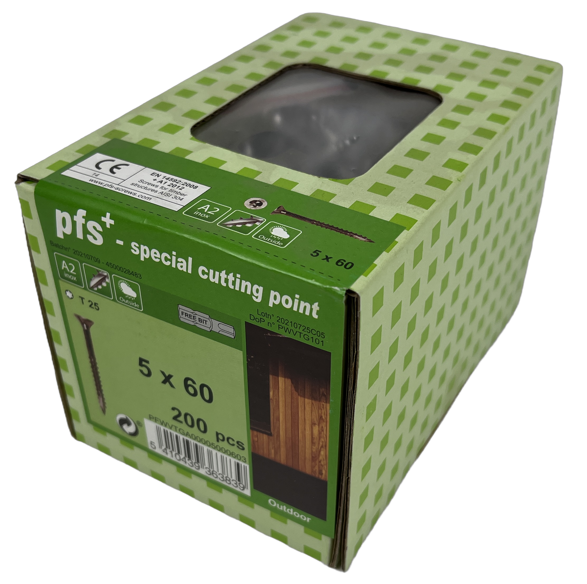 pgb-Europe PFS+ | RVS Spaanplaatschroef PFS+ VZK-T Ø 5,0x60 A2 - 200 stuks - PFWVTGA00005000603