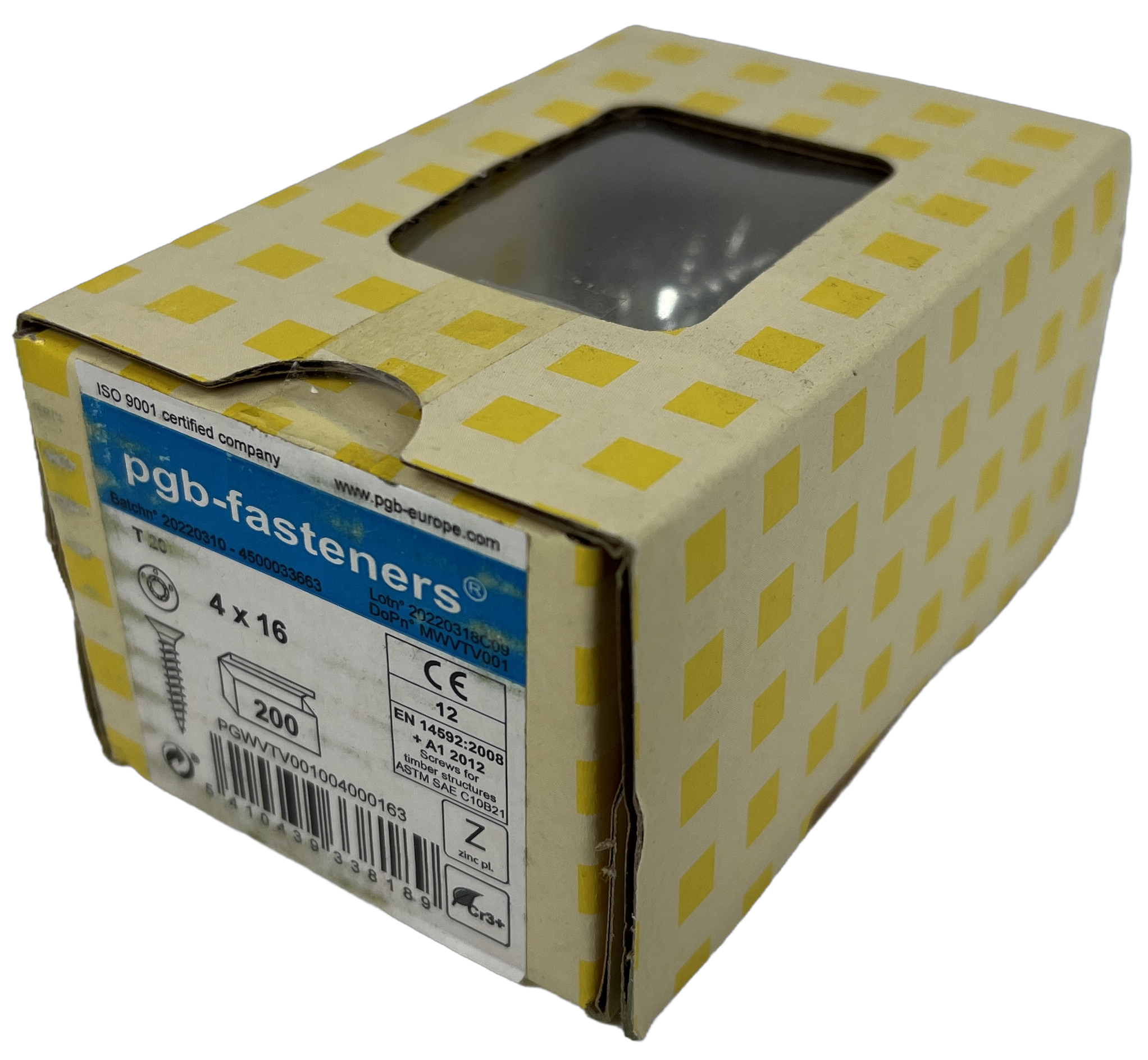 pgb-Europe PGB-FASTENERS | Spaanplaatschroef VK-T Ø 4,0x16 Zn | 200 stuks - PGWVTV001004000163