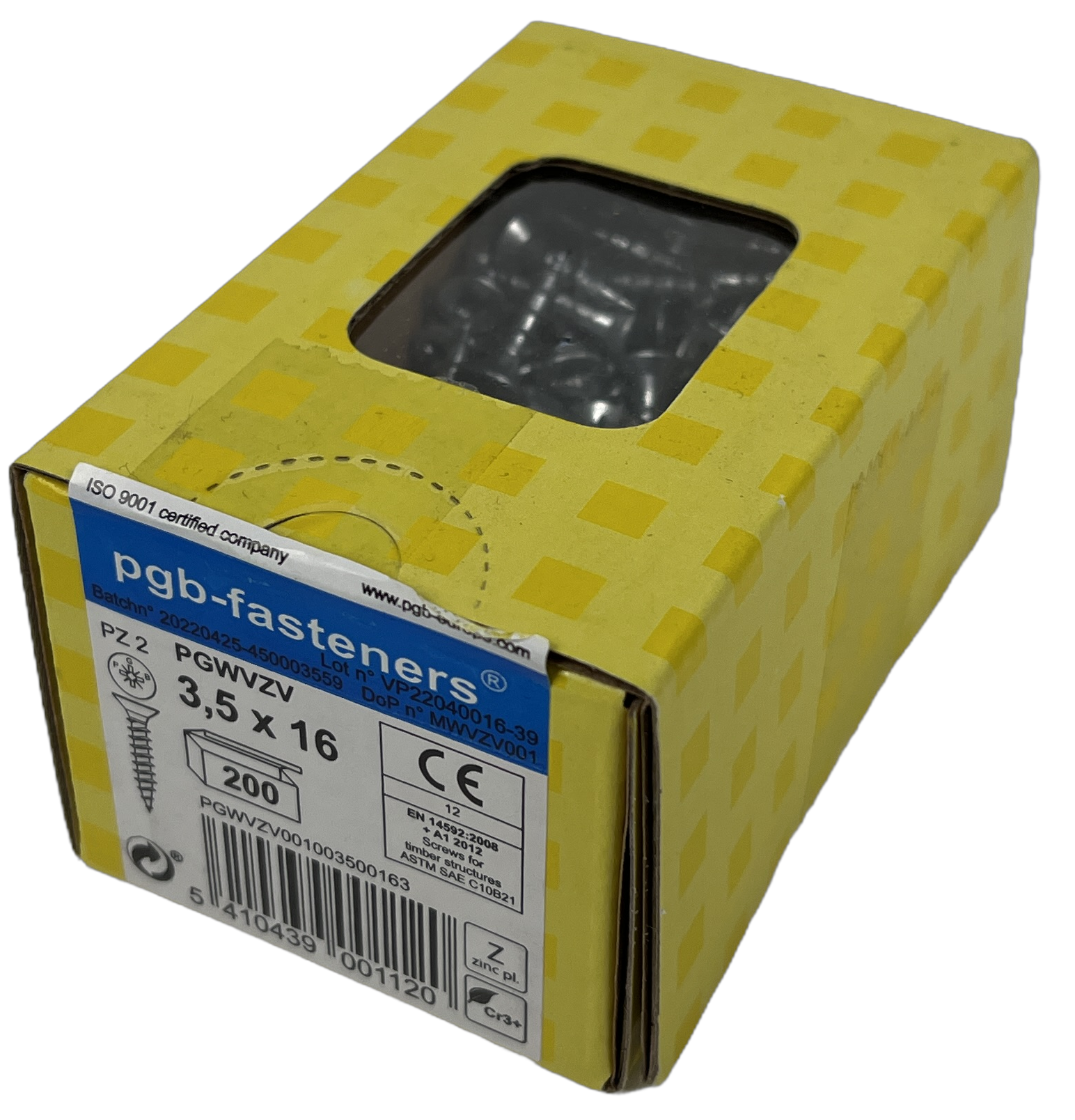 pgb-Europe PGB-FASTENERS | Spaanplaatschroef VK-Z Ø 3,5x16 Zn | 200 st - PGWVZV001003500163