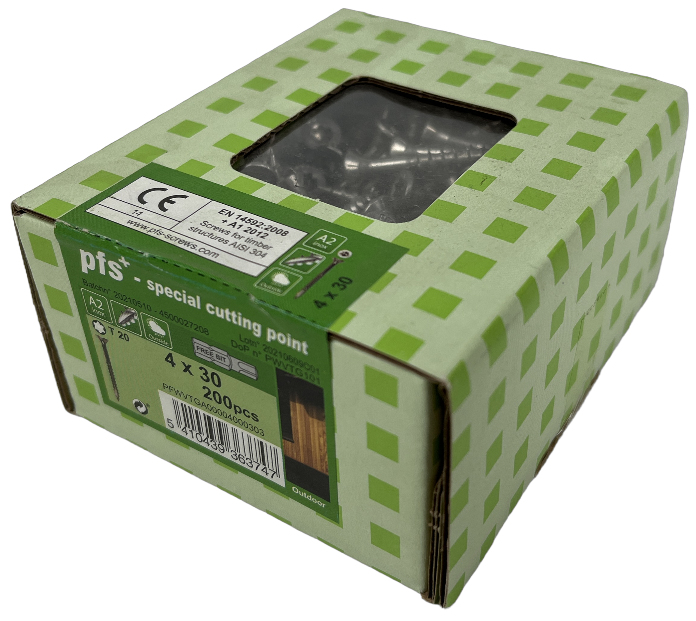 pgb-Europe PFS+ | RVS Spaanplaatschroef PFS+ VZK-T Ø 4,0x30 A2 - 200 stuks - PFWVTGA00004000303