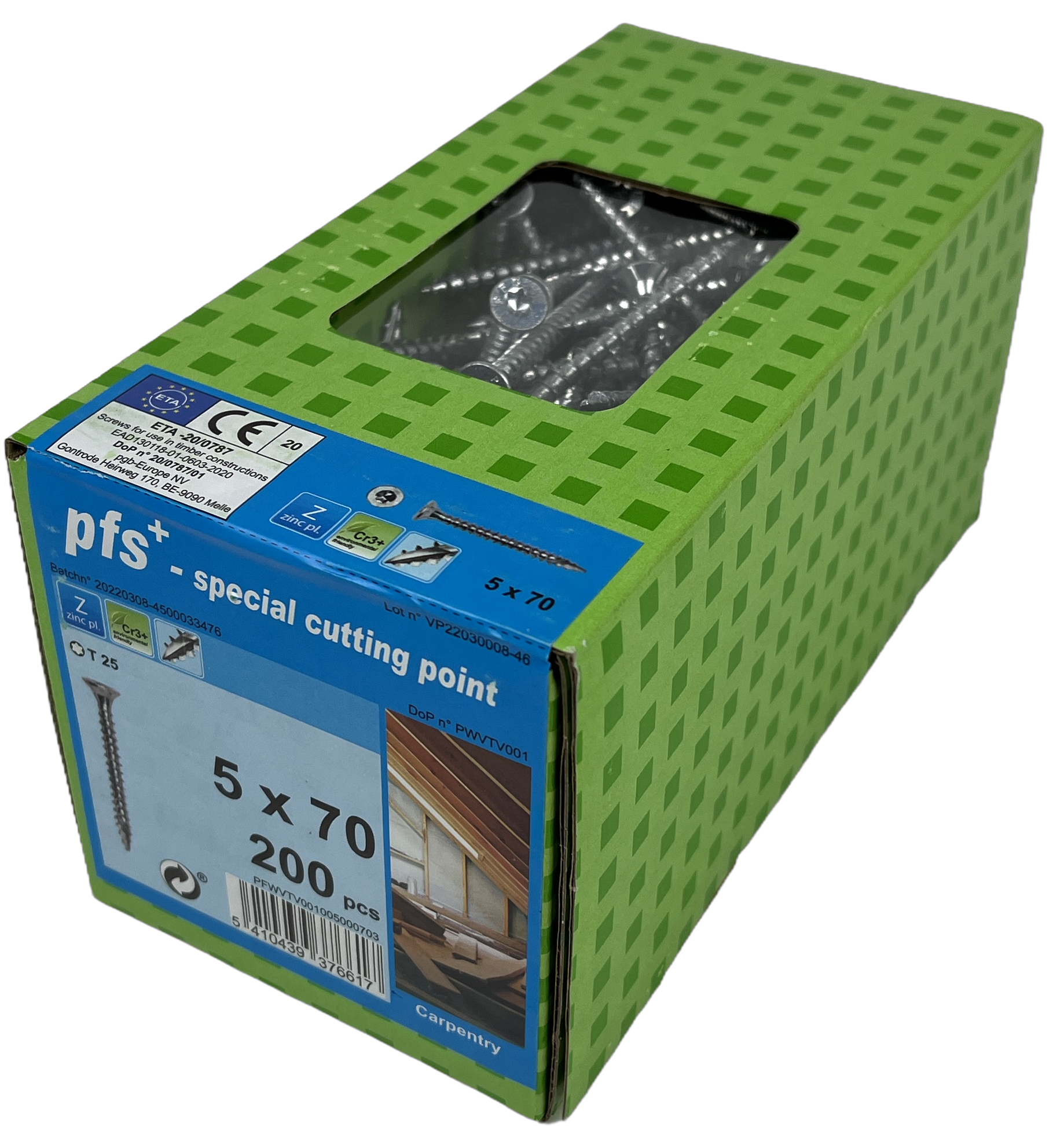 pgb-Europe PFS+ | Spaanplaatschroef PFS+ VZK-T Ø 5,0x70 Zn - PFWVTV001005000703