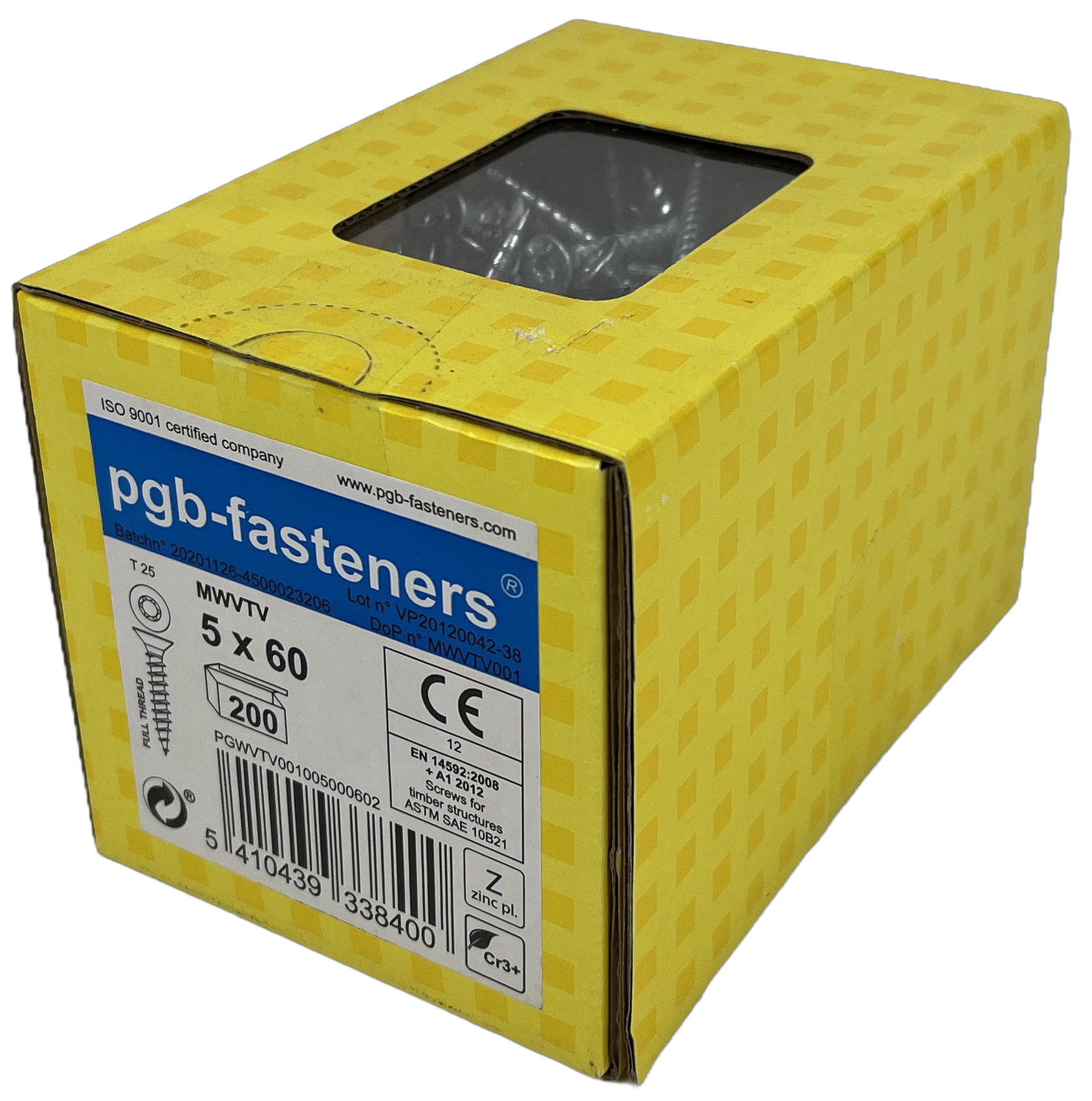 pgb-Europe PGB-FASTENERS | Spaanplaatschroef VK-T Ø 5,0x60 Zn - PGWVTV001005000602