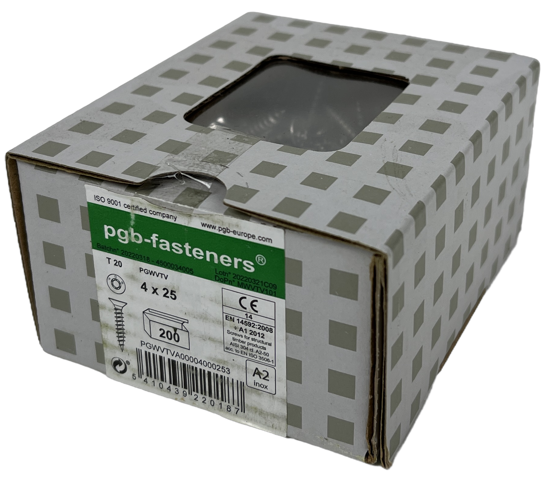 pgb-Europe PGB-FASTENERS | RVS Spaanplaatschroef A2 VK-T Ø 4,0x25 - PGWVTVA00004000253