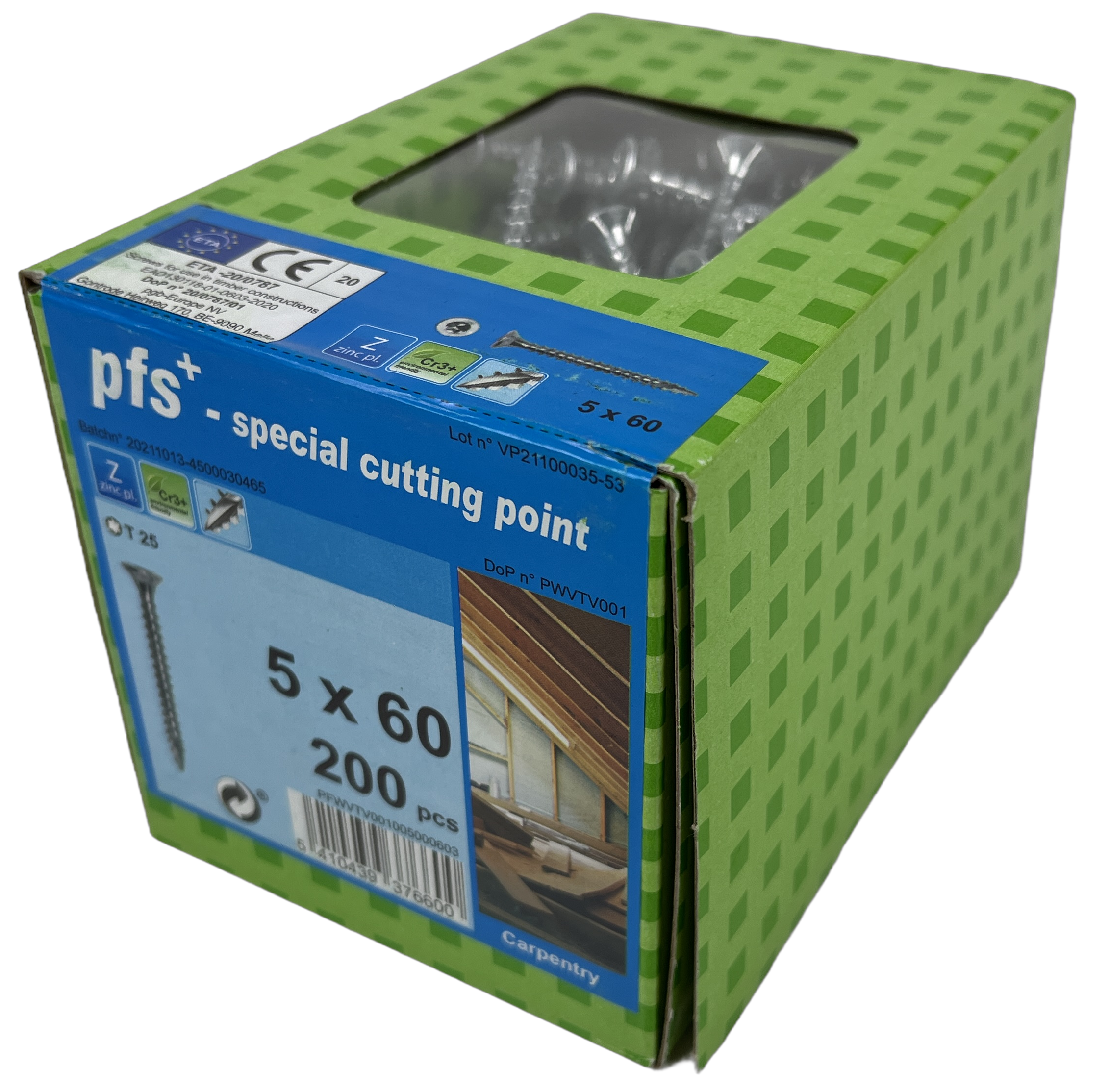pgb-Europe PFS+ | Spaanplaatschroef PFS+ VZK-T Ø 5,0x60 Zn - PFWVTV001005000603
