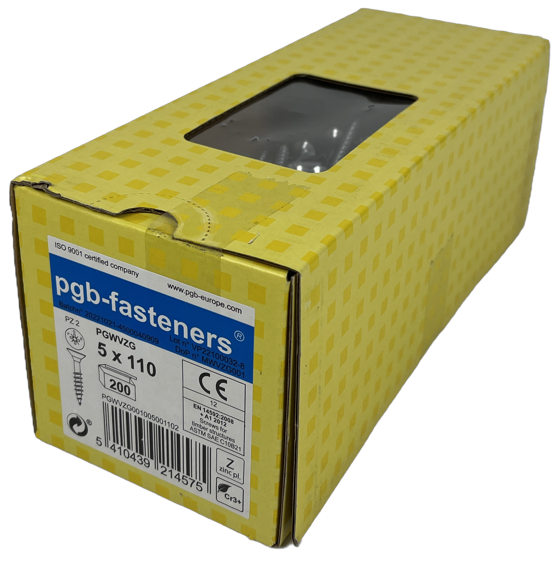 pgb-Europe PGB-FASTENERS | Spaanplaatschroef VZK-Z Ø 5,0x110 Zn | 200 st - PGWVZG001005001102