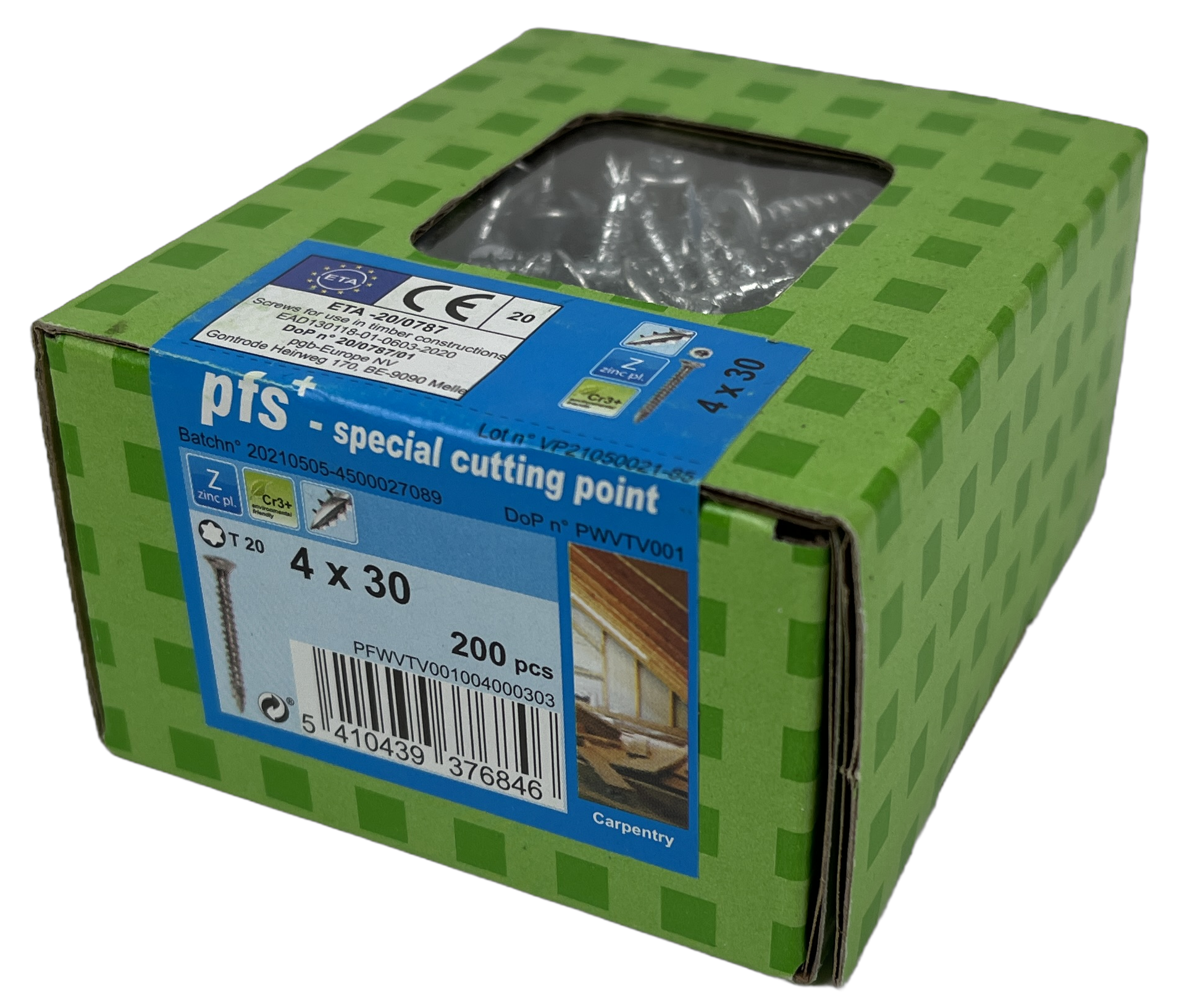 pgb-Europe PFS+ | Spaanplaatschroef PFS+ VZK-T Ø 4,0x30 Zn - 200 stuks - PFWVTV001004000303