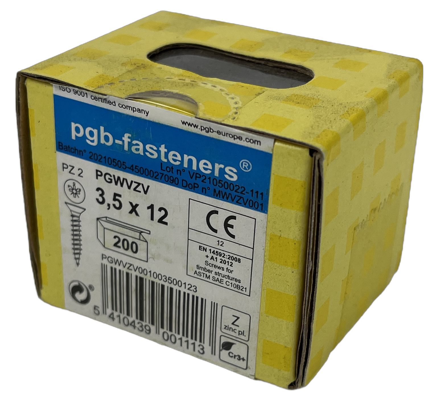 pgb-Europe PGB-FASTENERS | Spaanplaatschroef VK-Z Ø 3,5x12 Zn | 200 st - PGWVZV001003500123