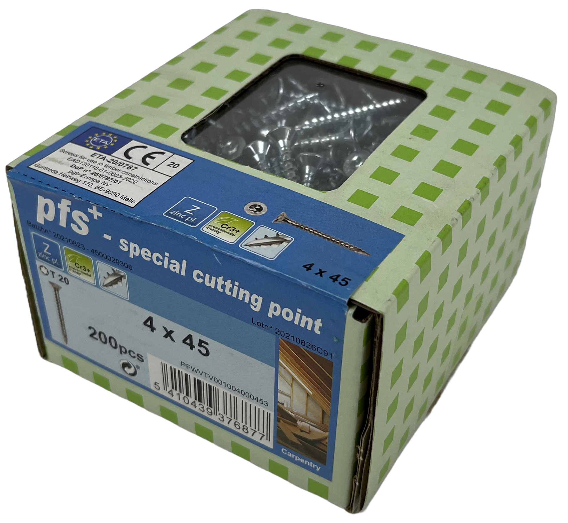 pgb-Europe PFS+ | Spaanplaatschroef PFS+ VZK-T Ø 4,0x45 Zn - 200 stuks - PFWVTV001004000453
