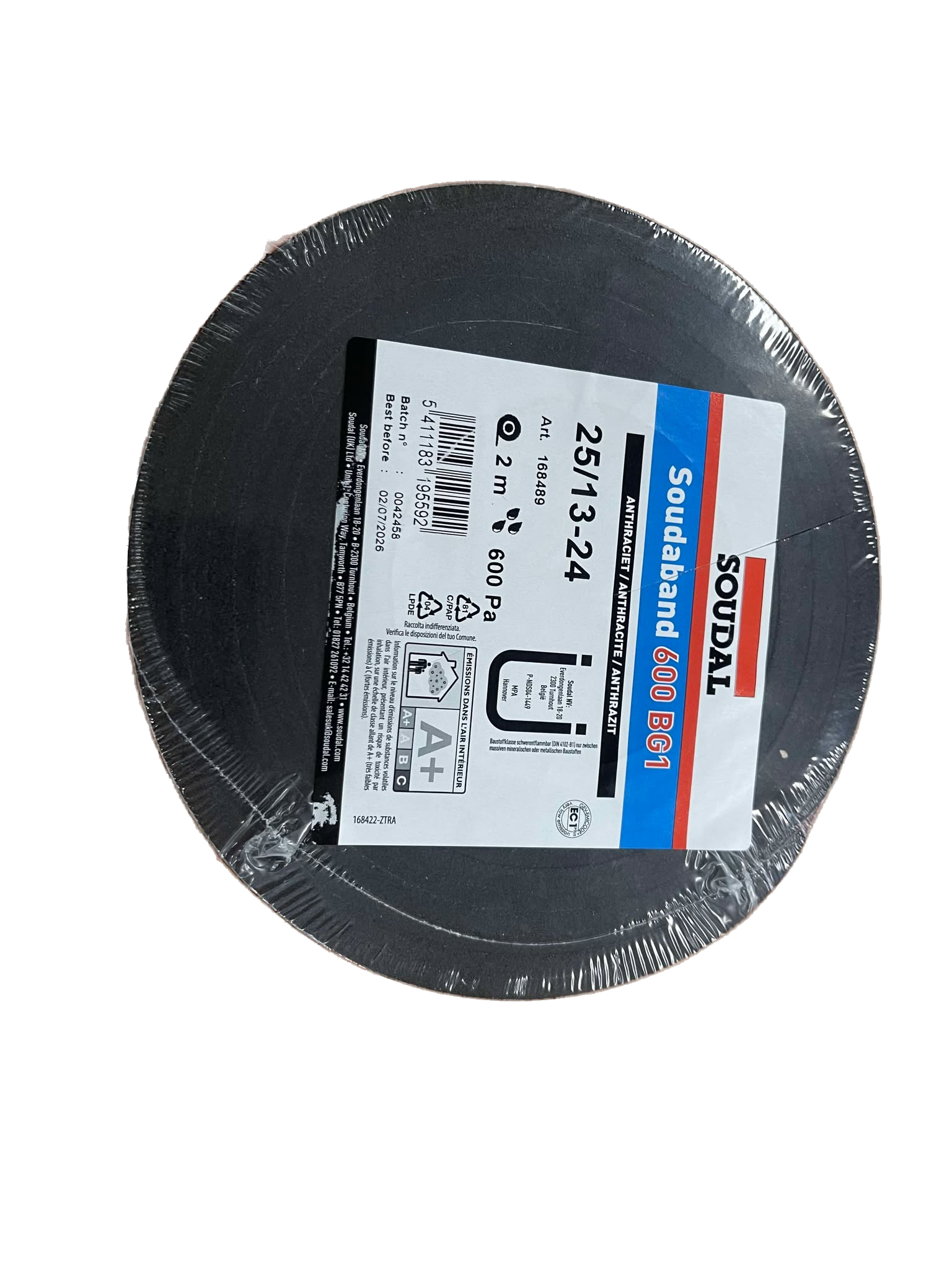 Soudal 168489 Soudaband | 600 BG1 25.13-24 Anthraciet | 2m - 168489