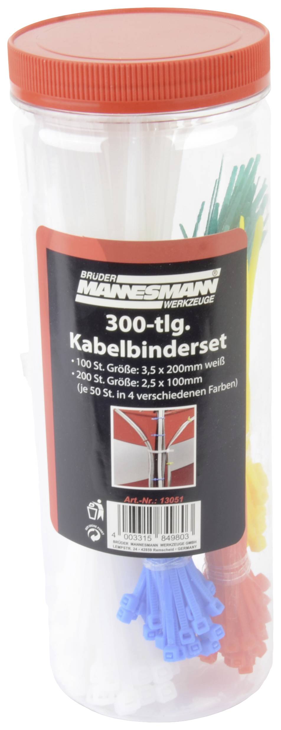 Brüder Mannesmann Set kabelbinders 300 dlg - 13051