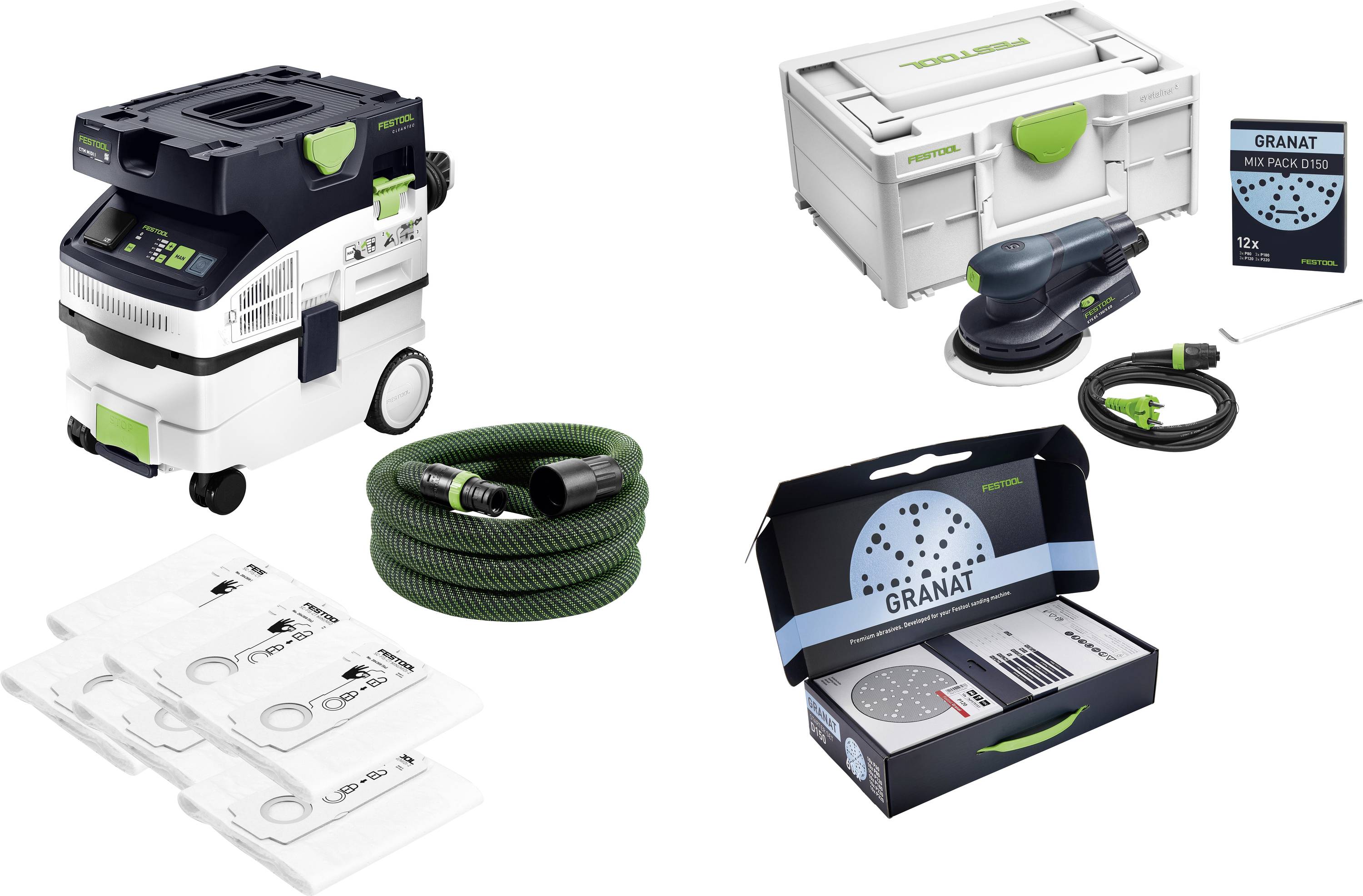 Festool CTM MIDI/ETS EC/GR/FIS Combinatieset Mobiele Stofzuiger + Excenterschuurmachine in Systainer - 578866