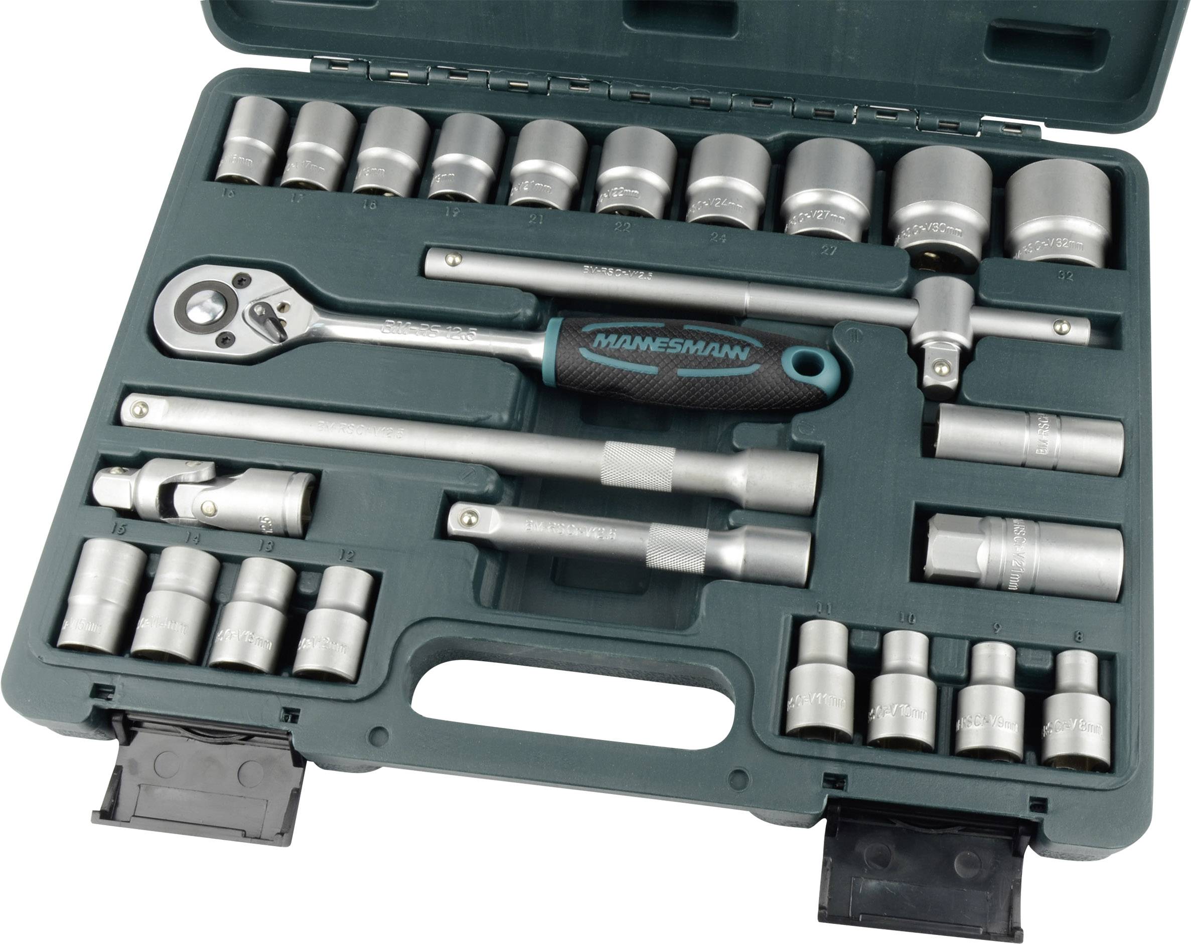 Brüder Mannesmann Dopsleutelset 1/2 inch chroom-vanadium 25 dlg - 29080