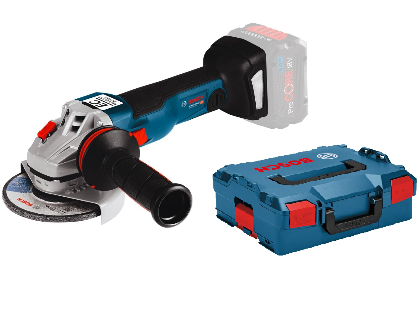 Bosch Professional GWS 18V-10 PSC 06019G3F0B Accu-haakse slijper 125 mm zonder accu, incl. koffer 18