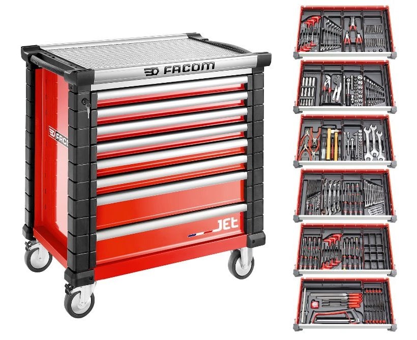 Facom JETCMM215BNL Gereedschapswagen 8 laden M4A | Foam met 6 gevulde laden | Rood JETCMM215BNL