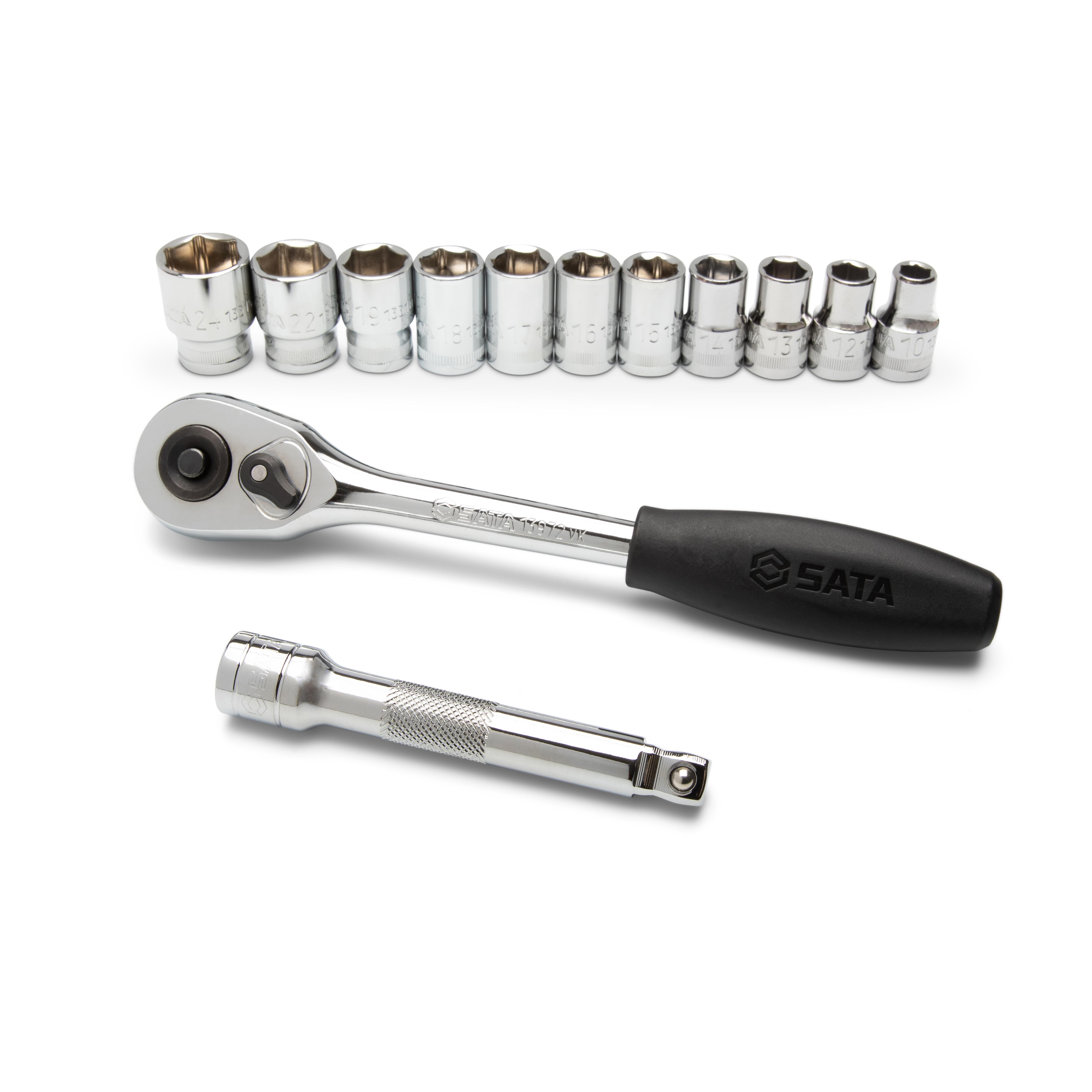 SATA Doppenset met ratel 1/2 inch 6-kant 13-delig - SAT09525G