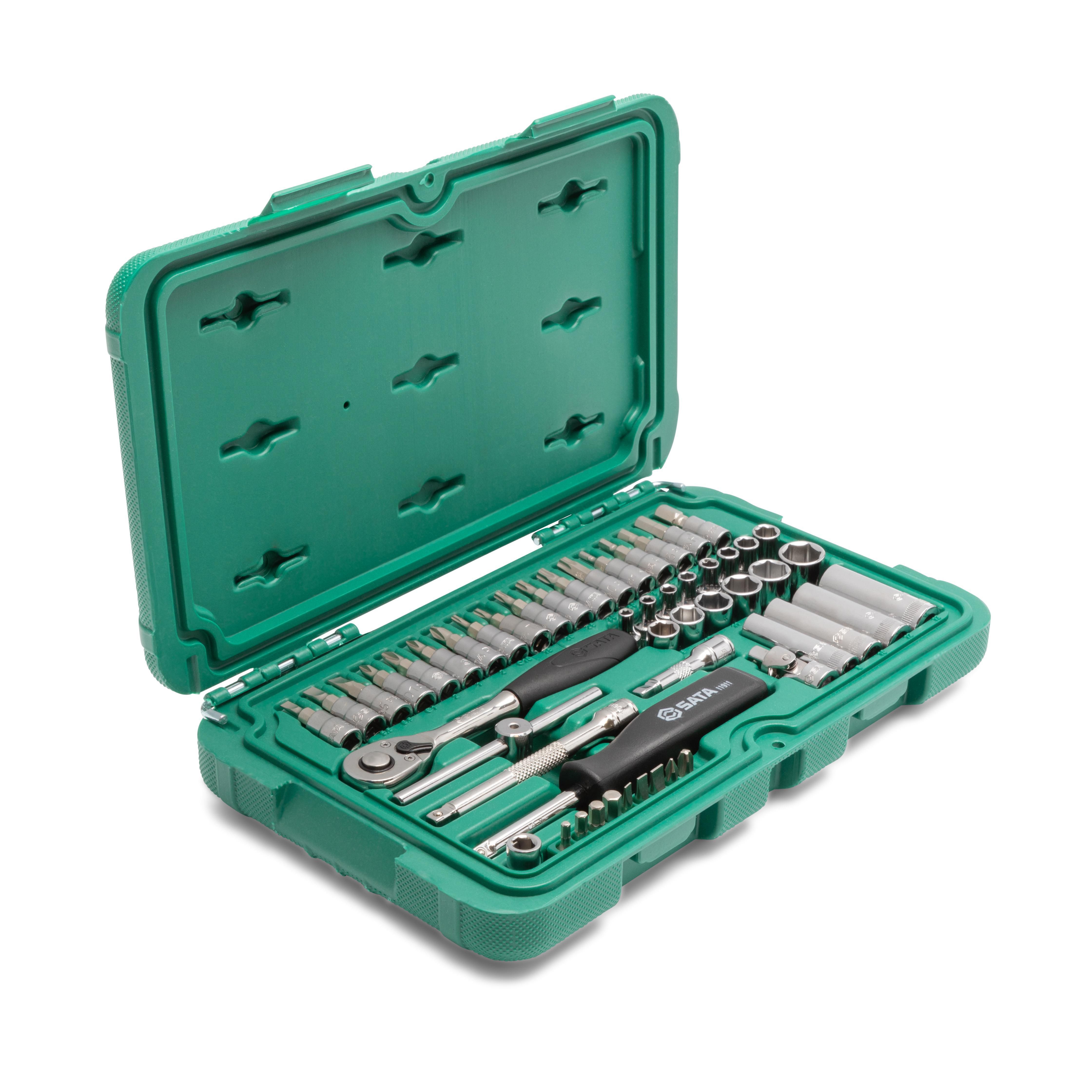 SATA Doppenset met ratel 1/4 inch 6-kant 52-delig - SAT09002SJ