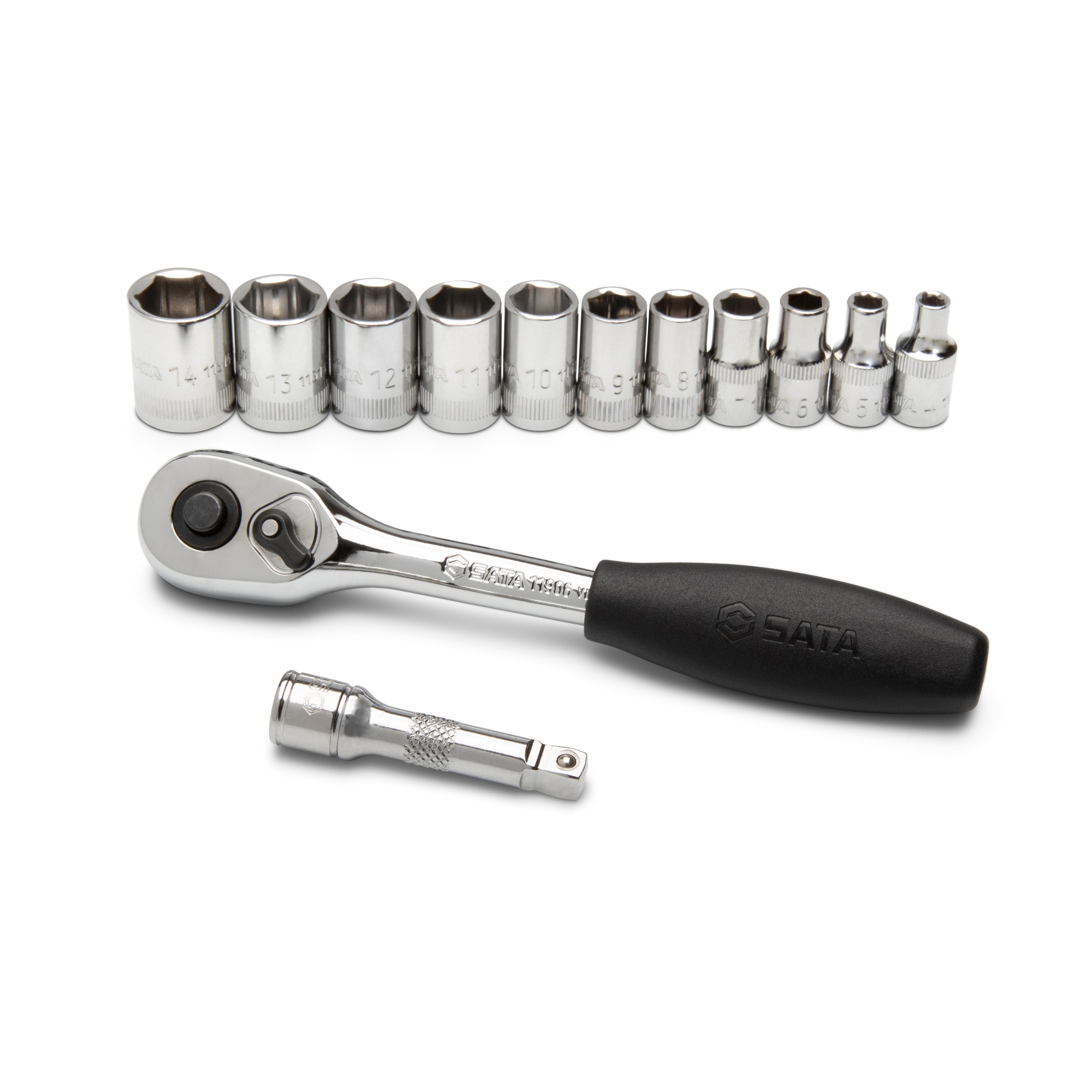SATA Doppenset met ratel 1/4 inch 6-kant 13-delig - SAT09521G