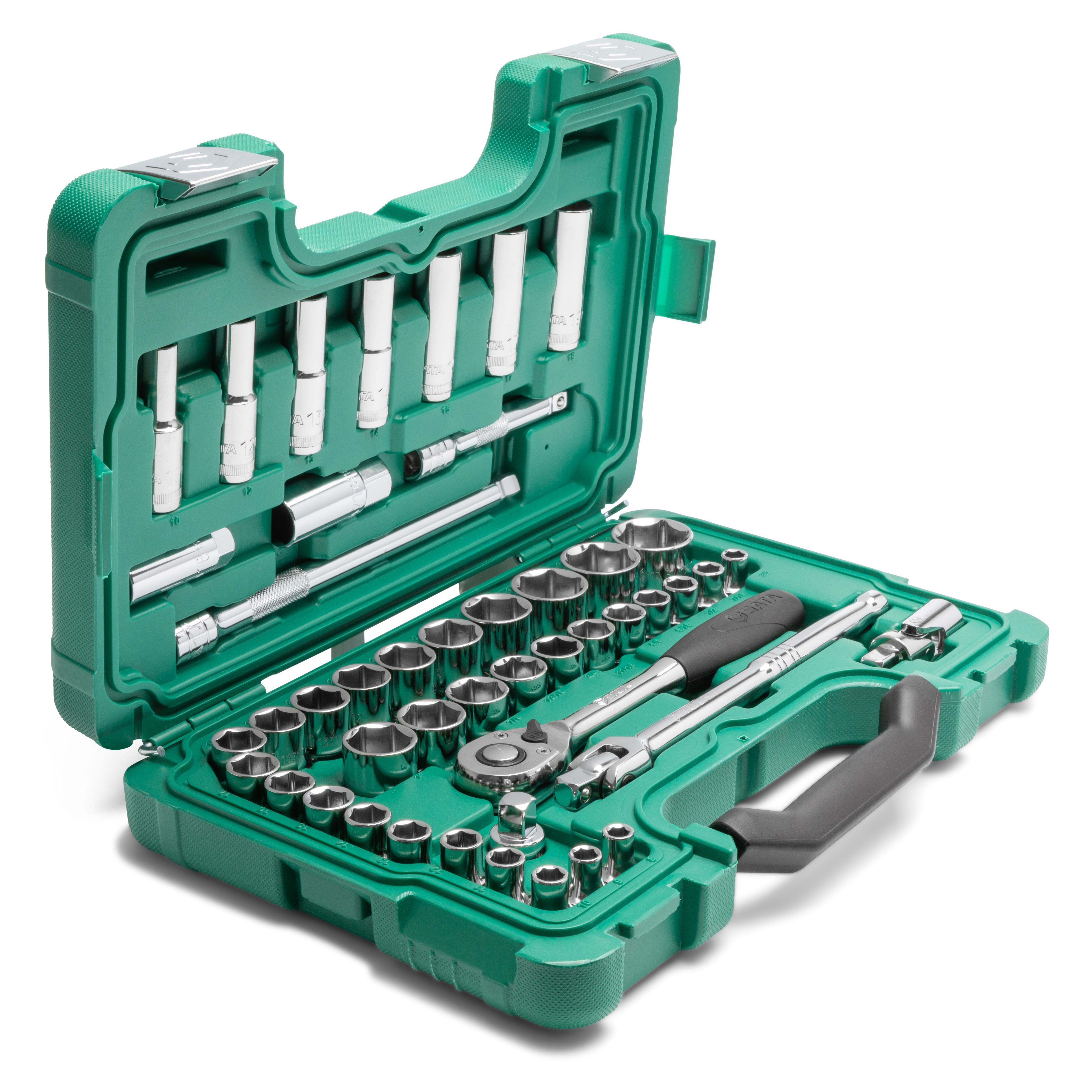 SATA Doppenset met ratel 1/2 inc 6-kant Metric/SAE - SAT09006SJ