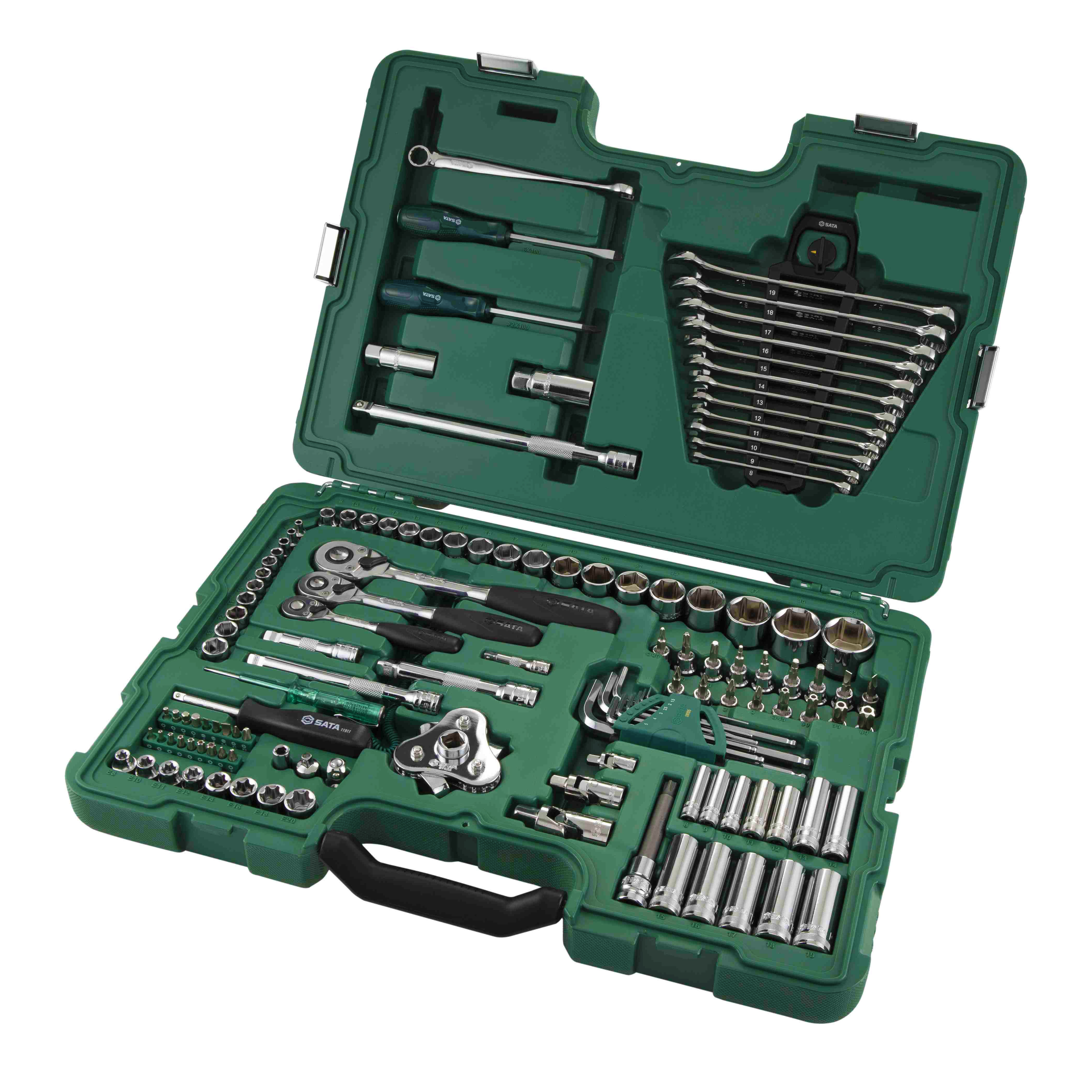 SATA Dop- & Sleutelset 1/4” 3/8” 1/2” 6-kant 128pc - SAT09014A