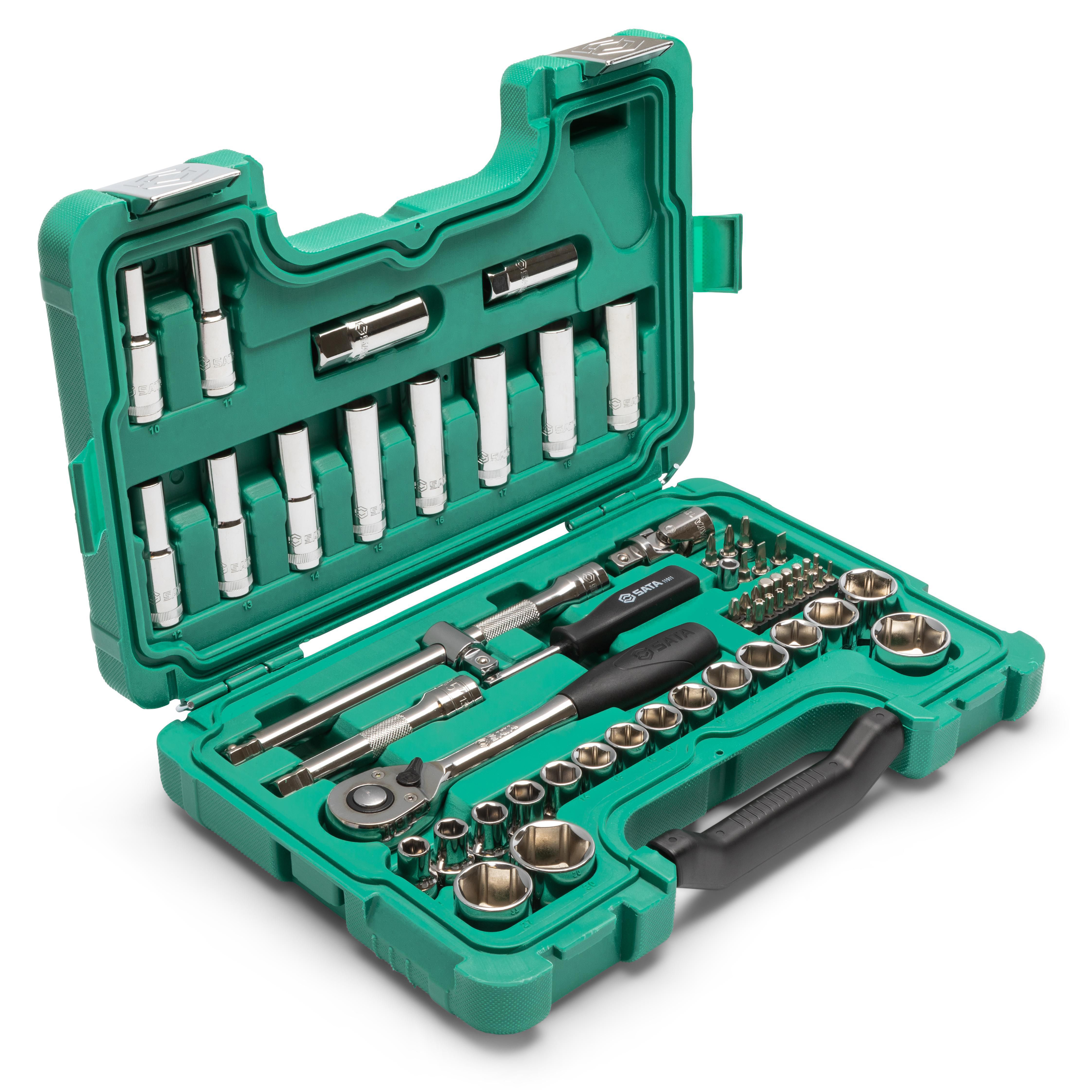 SATA Doppenset met ratel 1/2 inch 6-kant 60-delig - SAT09007SJ