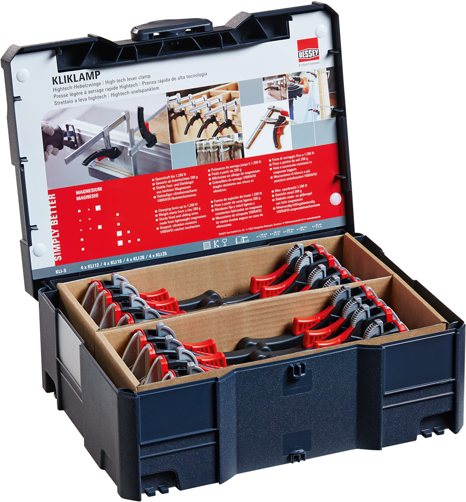 Bessey Kliklamp lijmklemmen in systainer | 16 stuks - KLIS