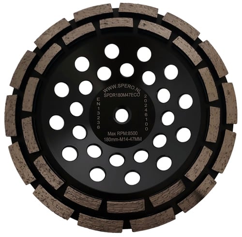 Spero Grof dubbele rij diamant komslijpschijf | Ø180mm | steen | M14 | H=47mm | TBV SPHS2001B-PR - SPDR180M47ECO