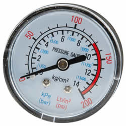 Spero Kunststof compressor drukmeter | 54mm | Bar/PSI | achteraansluiting 1/4 (M) | max. 14Bar - gcmtrakl