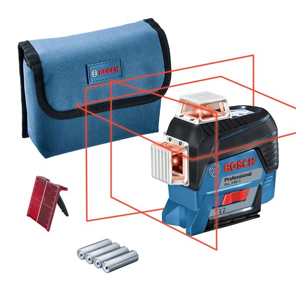 Bosch Blauw GLL 3-80 C Lijnlaser | Inclusief 1x accu GBA 12V 2,0 Ah & GAL 12V-40 CV Snellader - 0601063R05