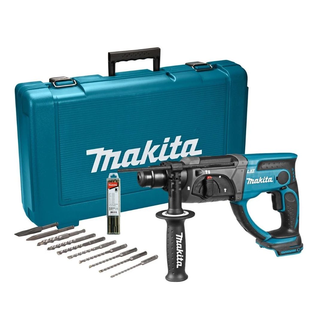 Makita DHR202ZKX6 18V Accu combihamer | SDS-PLUS | zonder accu's en lader in koffer met 10-delige SDS-plus borenset